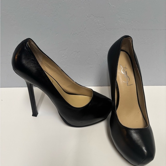 Yves Saint Laurent Black Leather Heels - Picture 1 of 5